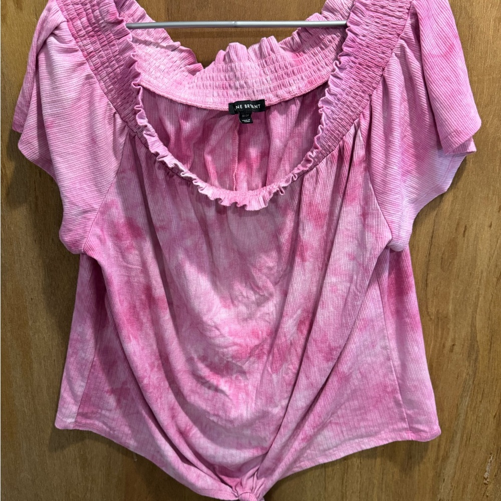 Lane Bryant Women's Pink Off-Shoulder Blouse
